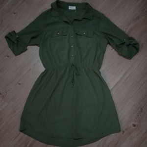 Bebop Olive Green 3/4 Length Sleeve Dress, XL or L